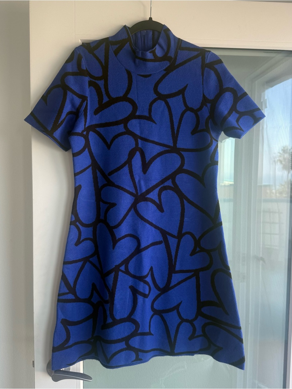 Anthropologie - blue, heart sweater dress - size large